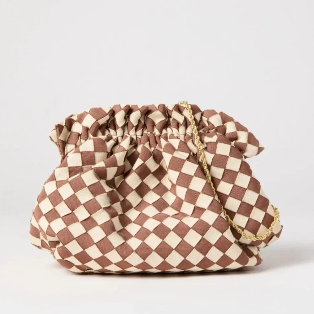Loeffler Randall- NWT Brown and Ivory Checkered Willa Pouch Purse